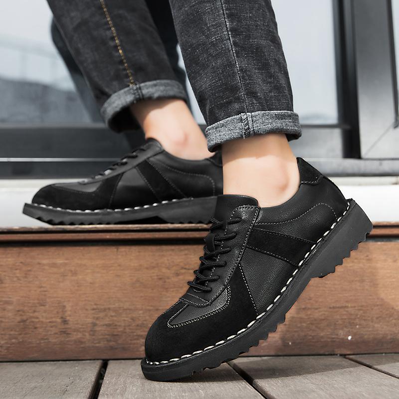 Male Casual Leather Shoes Mens Fashionable Lace Up Flats Shoes Leisure Office Shoes Business Formal Shoes