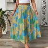 Vintage Floral Maxi Skirt Women High Waist A-Line Boho Resort Flowy Long Skirt