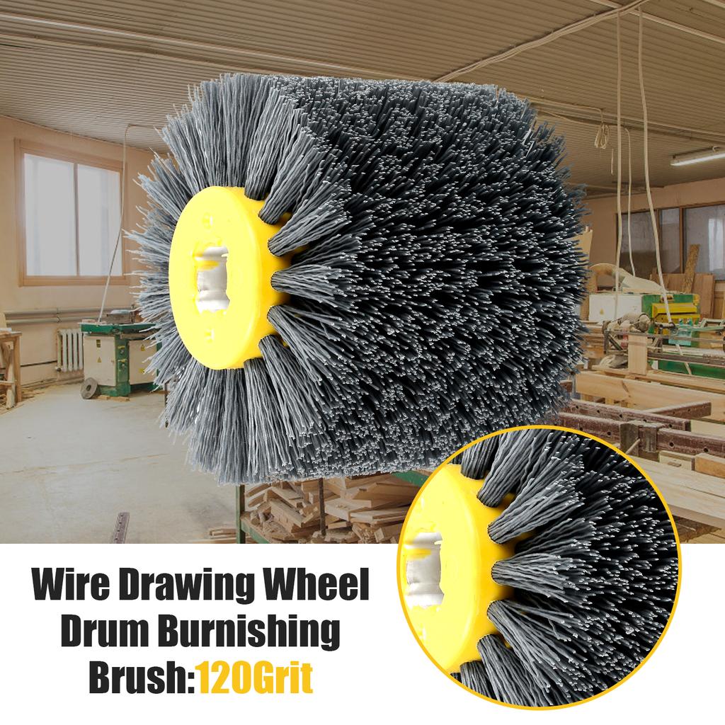 80/120/320 Grit Nylon Abrasive Wire Drum Polishing Wheel Electric Brush for Woodworking Metalworking for Wooden Polishing