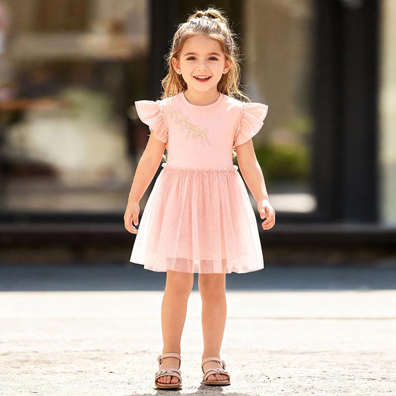 Toddler Tutu Dress for Girls Tulle Dresses Ruffle Tiered Swing Twirly Summer Sundress with Flutter Sleeves Casual Party Tulle Sundress for Kids