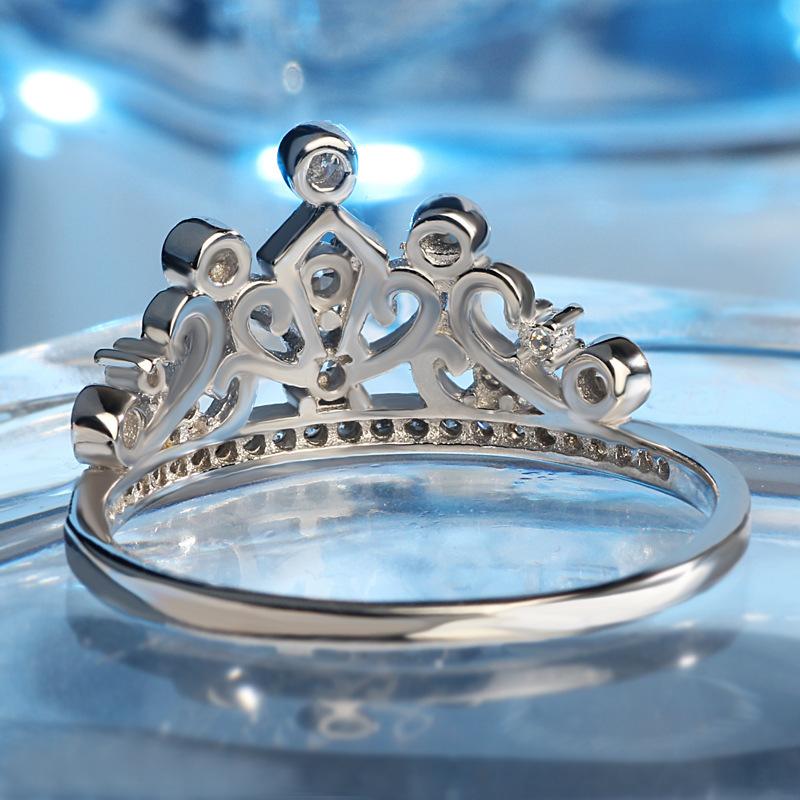 Step Into Silver Jewelry Crown Ring Ring Women'S Zircon Diamond Ring