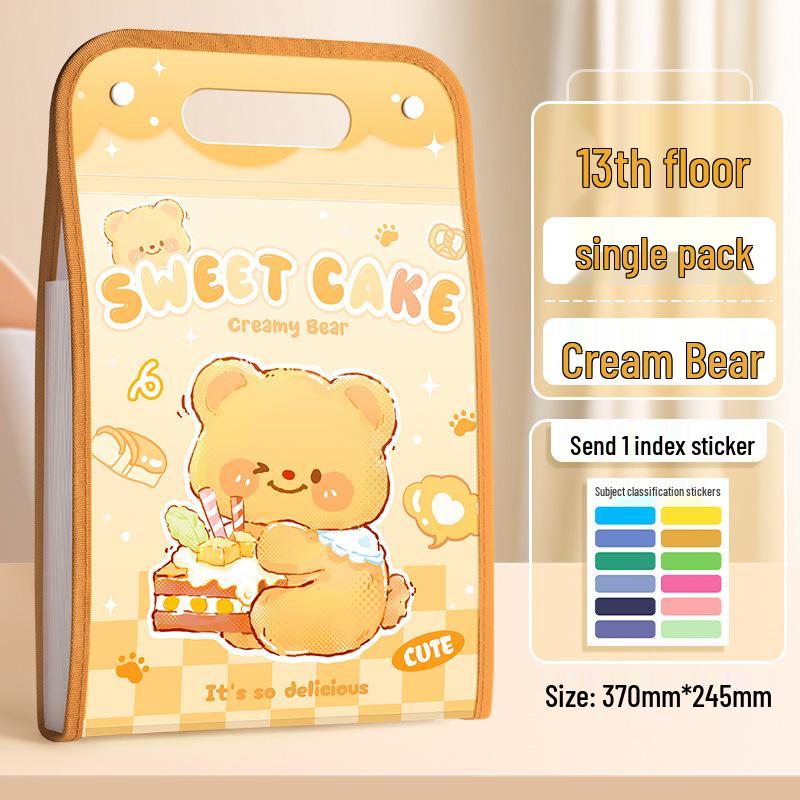 Kaba Bear Accordion Bag: Large Capacity Student Storage for Test Papers and Subject Organization In Jr. and Sr. High School.