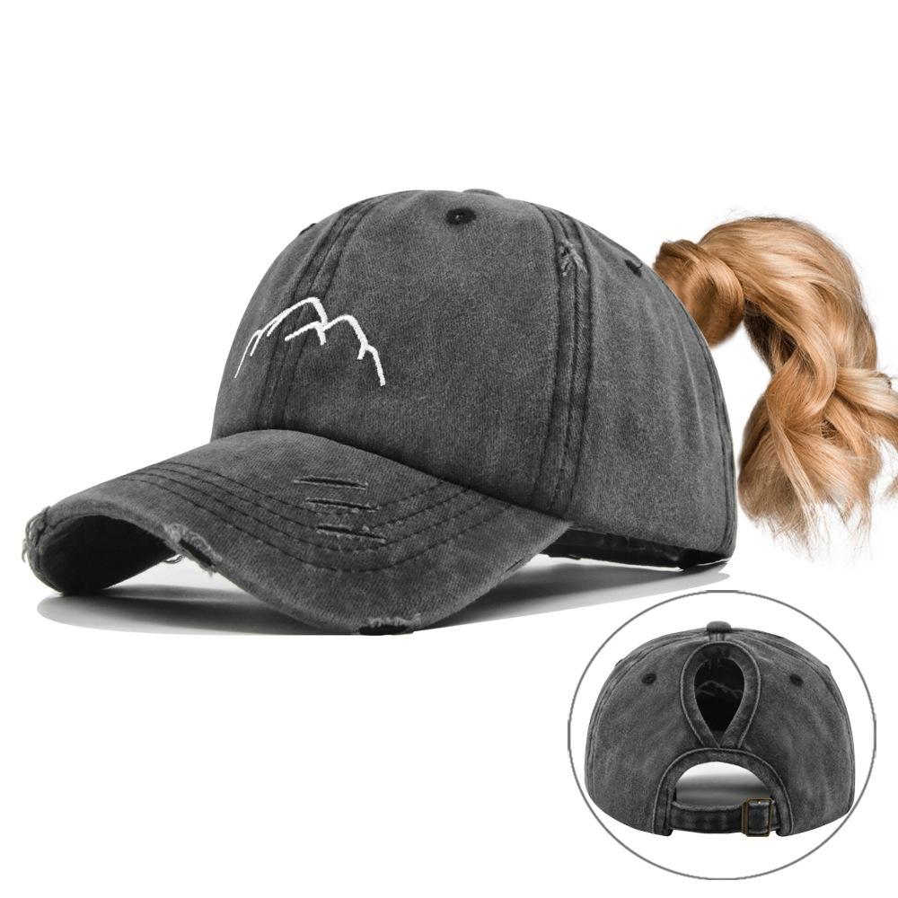 Ponytail hat embroidered trendy hat empty top baseball cap ponytail hat hole baseball cap easiest for match sun hat adjustable