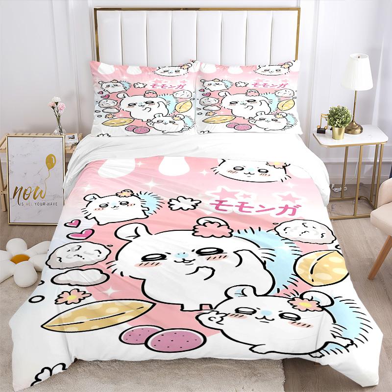 Cute Bunny Friends Print 3Pcs Bedding Setduvet Cover With 2 Bedropillowcase Home Birthday Gift