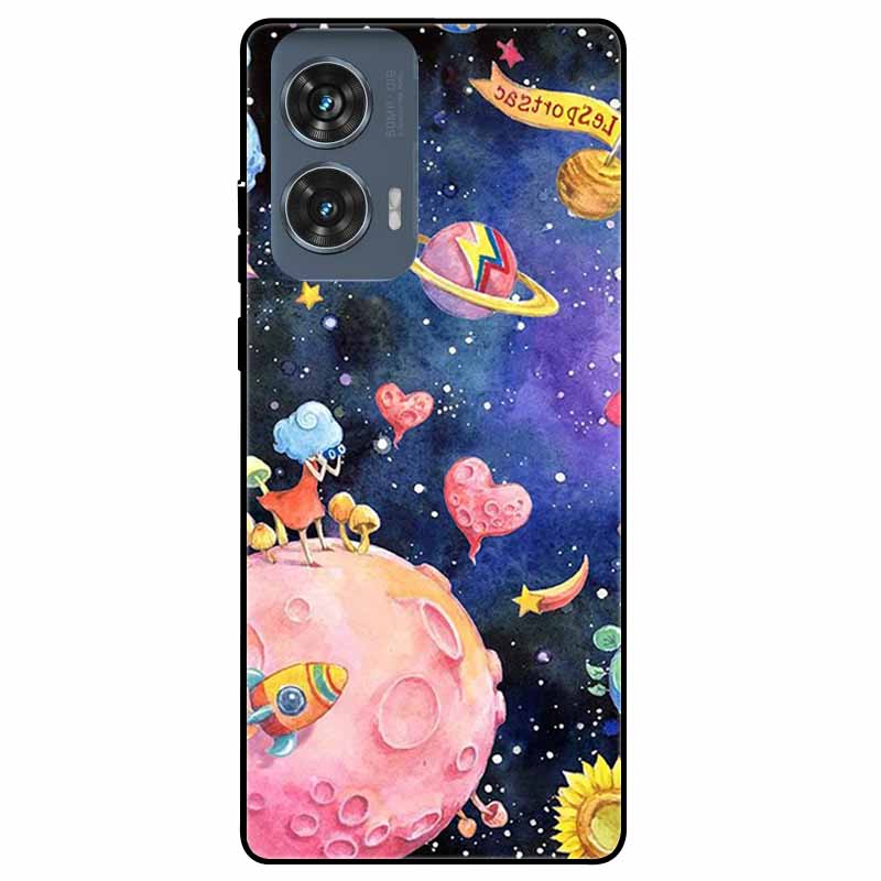 For Moto Edge 50 Fusion Case Silicone Space Animal TPU Soft Black Cover For Motorola Edge 50 Fusion Cases 50Fusion Cool TPUCover