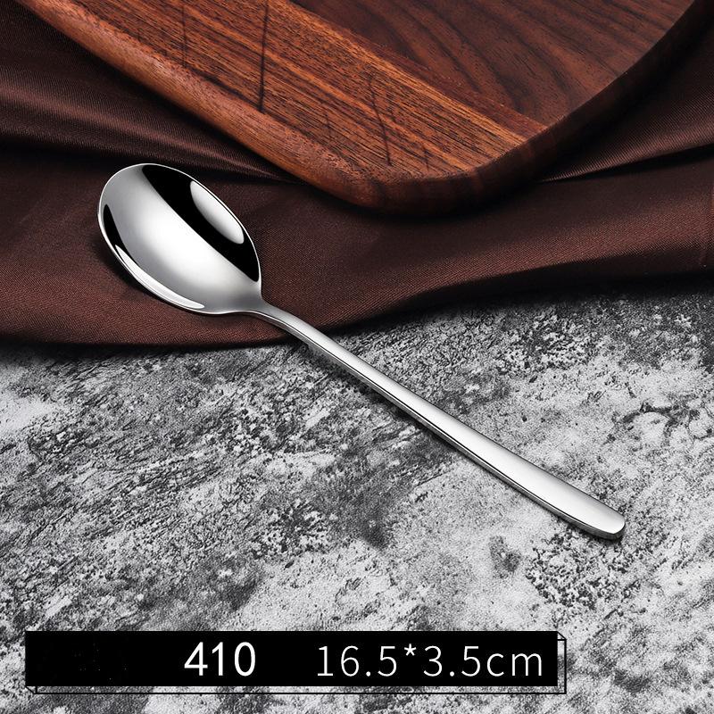 1 cucchiaio in acciaio inox con manico lungo, in argento, per caffè, tè, dessert, miscelazione, zuppa, utensili per bere, posate, stoviglie da cucina