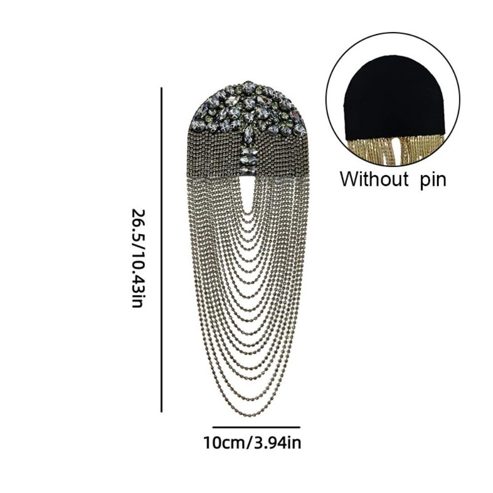 1Pc New Beaded Decoration Diamond Tassel Epaulets Detachable Sparkling Shoulder Brooch Rhinestone Brooch Epaulet