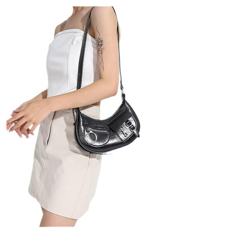 Summer High-end Texture Crossbody Bag for Women, Multi-color Niche Bass Bag, Single-shoulder Punk Motorcycle Bag