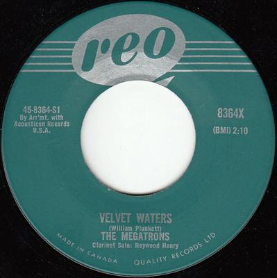 7inch Record MEGATRONS - Velvet Waters 8364X REO 1959 Canada Jazz Used