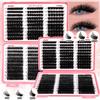 GROINNEYA Touffes de Cils DIY Extension de Cils Plateau Mixte Touffes Faux Cils Volume Moelleux Cils Individuels Extension de Cils Cat Eye