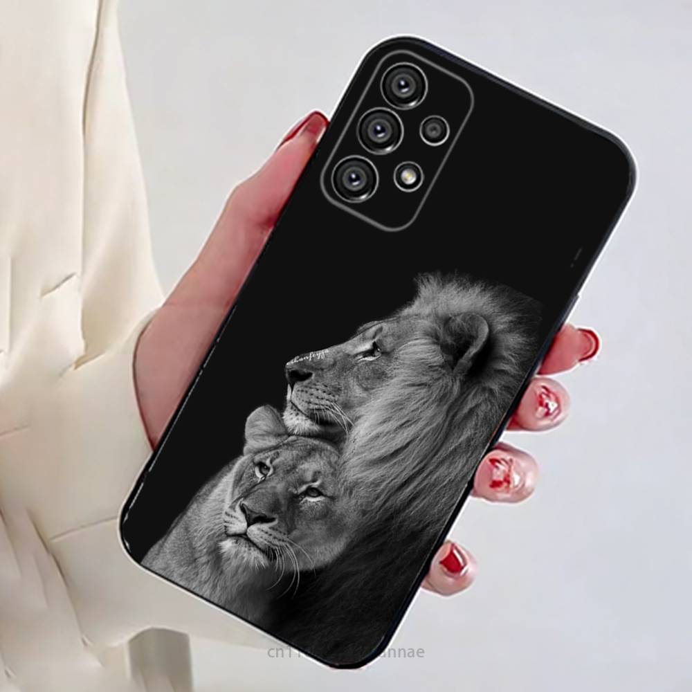 Lion Pattern Phone Case For Samsung Galaxy A13,21s,22,31,32,52,53,71,80,A91 Soft Black Shell