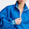 Adidas Originals SS23 Adicolor 70s Retro Series Half-Zip Monogram Logo Printed Sports Jacket Women Jacket Neon-Blue IK7882