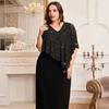 Brautmutterkleid für Damen, formelles Abendkleid mit V-Ausschnitt und Chiffon-Pailletten-Überwurf, auch in großen Größen erhältlich, auch als Hochzeitsgastkleid erhältlich