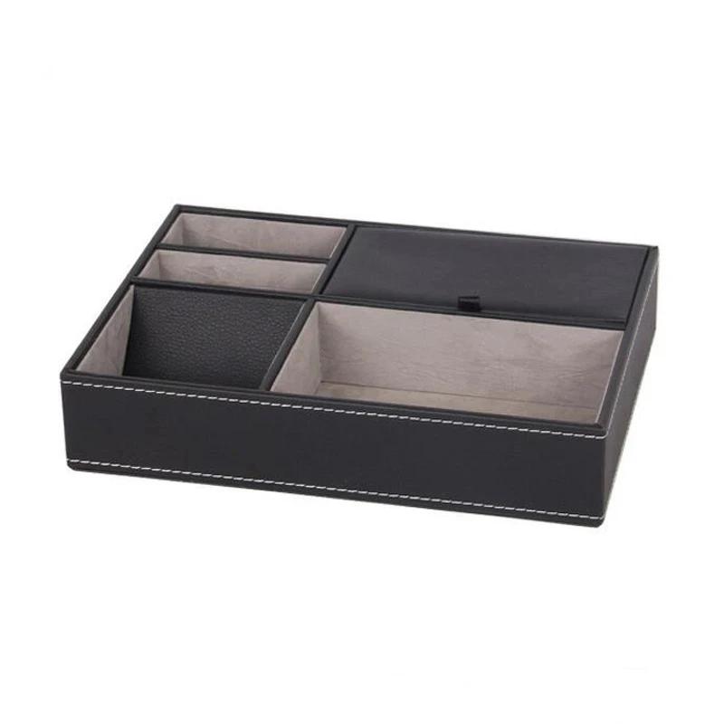 PU Leather Watch Protective Box Case Watch Jewelry Ring Display Storage Tray Desktop Holder Organizer for Women Men Organization
