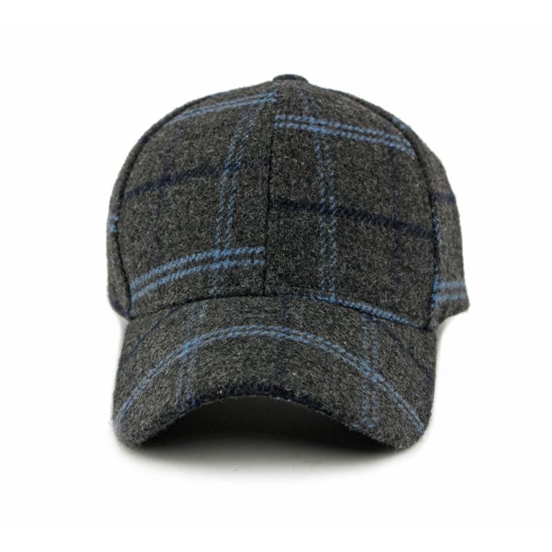 Autumn Winter Hat Men Women Wool Plaid Baseball Cap British Vintage Cap