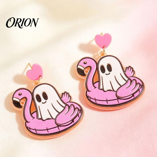 Unique Gifts for Women 1 Pair Summer Halloween Ghost Earrings Women, Cute Costume Accessories Pool Float Dangle Drop Earrings, 2D Acrylic Holiday