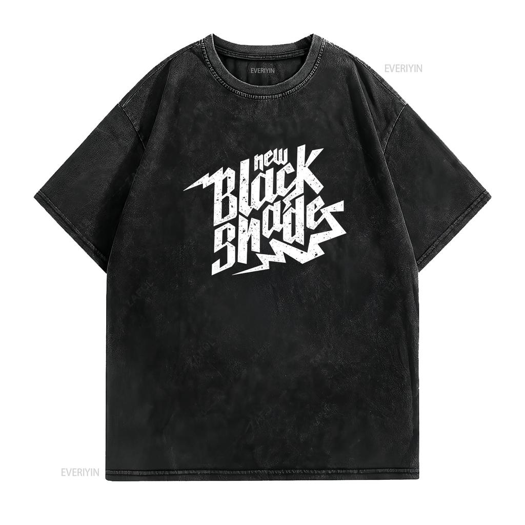 Gothic Heavy Metal New Black Shades Typographic Print Streetwear Cool Casual T Shirt Vintage Washed Top For Everyday Wear