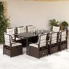 VidaXL Garden Dining Set and Cushions 9 Pcs Brown Poly Rattan 3262984