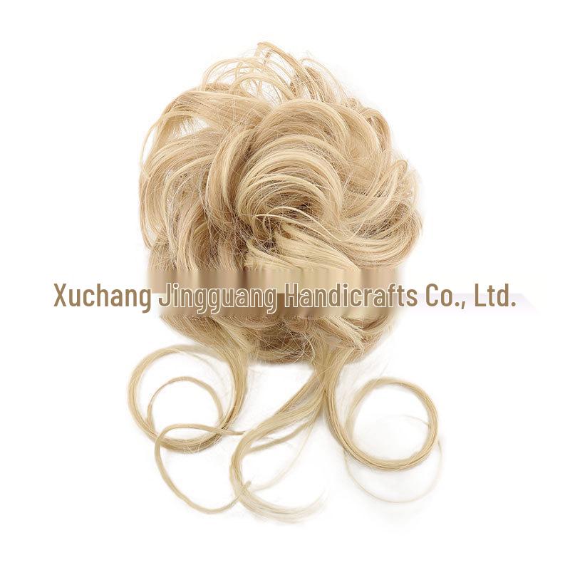 Euro-American Floral Messy Bun Wig - Long, Fluffy Clip-in Hairpiece