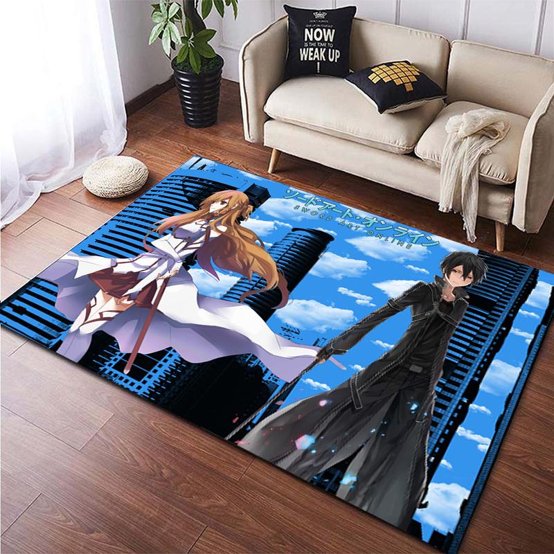 Hot Anime SAO Sword Art Online Modern House Living Room Floor Matte Bedroom Carpet Poster Mat Pattern Decorative Square Rug Gift