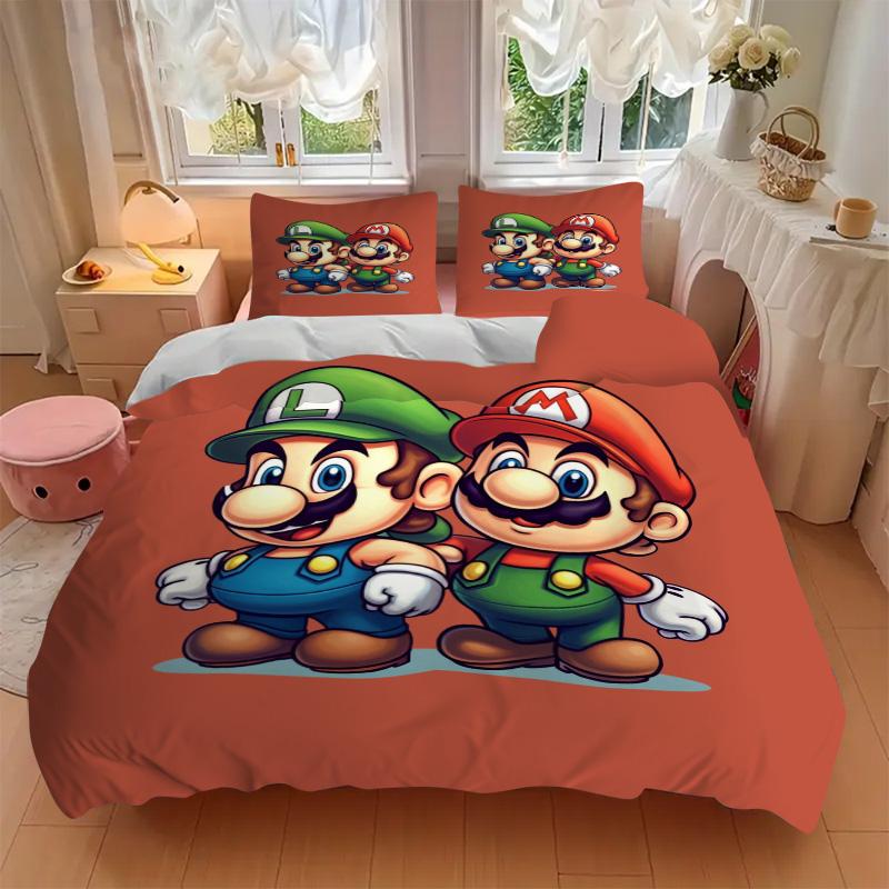 Mario Luigi Avontuur Print 3-delig Beddengoed Set Dekbedovertrek Met 2 Kussenslopen Huis Verjaardagscadeau