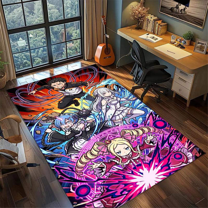 Non Slip Washable Floor Mat  ReZero  Large Area Rug Carpet Bedroom Gamer Room Decor—kwq79 60x90cm
