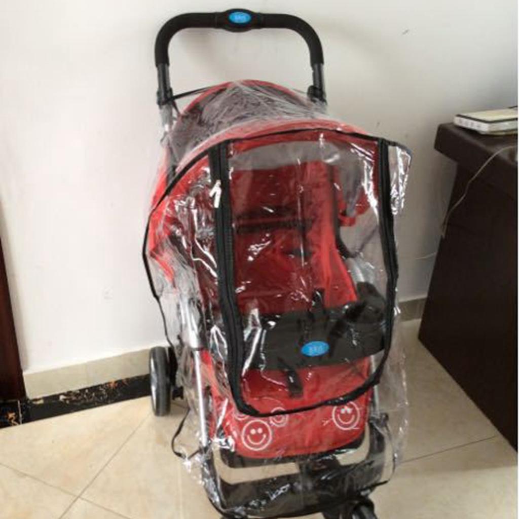 Baby Stroller Rain Cover Transparent Adjustable Shockproof Windproof Cover for Stroller Black