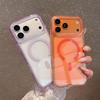 Applicable to iPhone17Pro mobile phone case acrylic transparent crystal magnetic suction Apple 16 anti-drop semi-transparent anti-drop protective case
