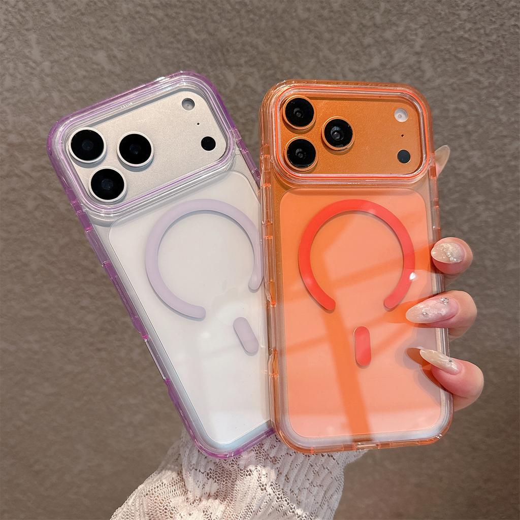 Applicable to iPhone17Pro mobile phone case acrylic transparent crystal magnetic suction Apple 16 anti-drop semi-transparent anti-drop protective case