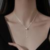 PONYKISS  Sterling Silver Zircon Hollow Round Tassels Chain Necklaces for Women Trendy Fine  Minimalist Accessories