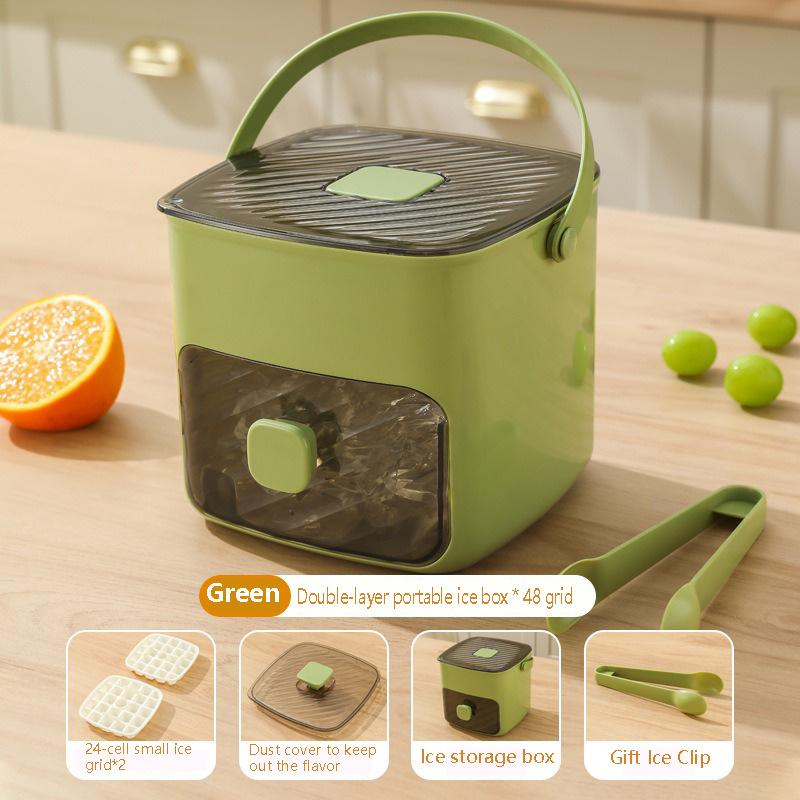 Ice Cube Tray with Lid and Scoop, Double Layer 48-Cube Mold, Easy Release Large Capacity Press Ice Tray, Essential Kitchen Gadge