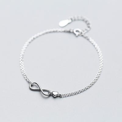 925 Sterling Silver Double Layer Cross Charm Bracelet &Bangle Link Chain For Women Wedding Party Jewelry Sl301