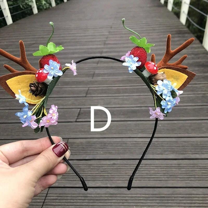 New Years Headband Elk Horn Pine Cone Christmas Headband Female Holiday Hair Accessories Cute Cat Ears Headdress