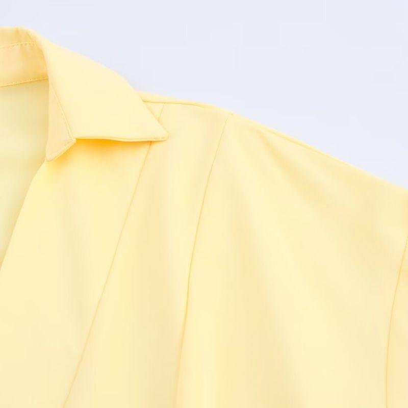 Araltay New Arrival Fashion Style Women's Clothing Fashion All-Match Flip V Neck Short Sleeve A- Line Shirt Trench Coat Long Dress