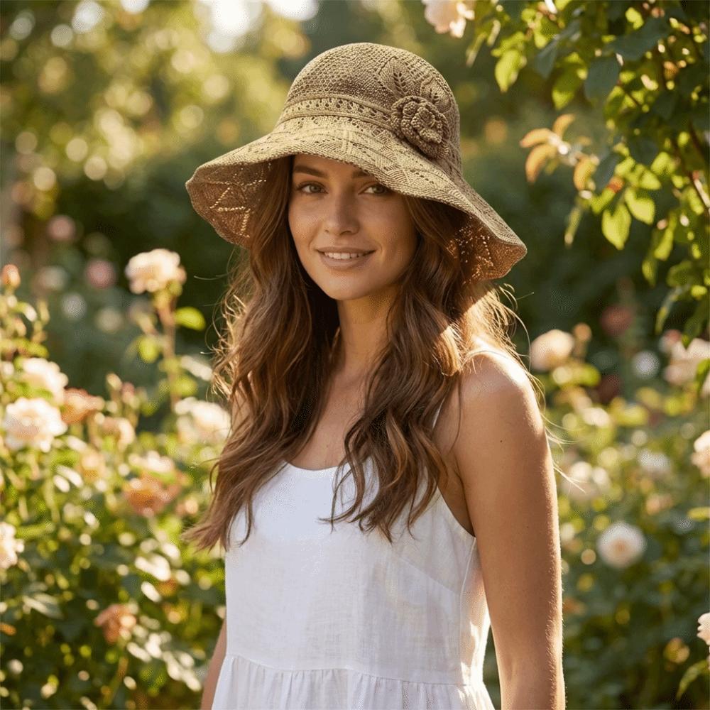 French Style Straw Sun Hat Sweet Seaside Beach Cap Fashion Sun Protection Cap  Spring Summer