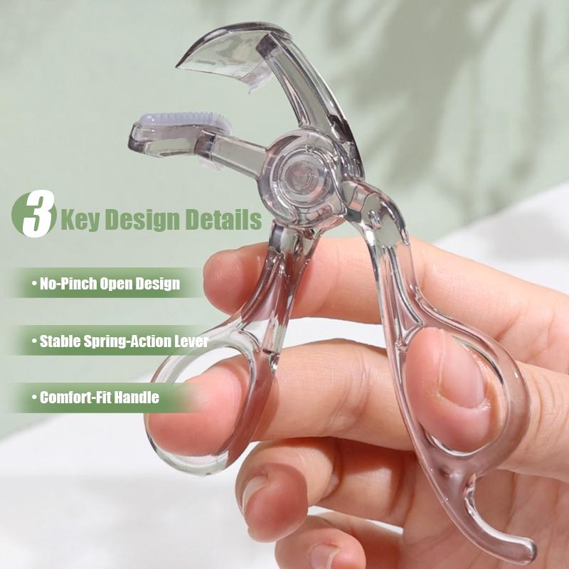 Wide-Angle Borderless Eyelash Curler Transparent Professional Heated Lash Curler for Hooded Eyes Long Lasting Curl for Beginners