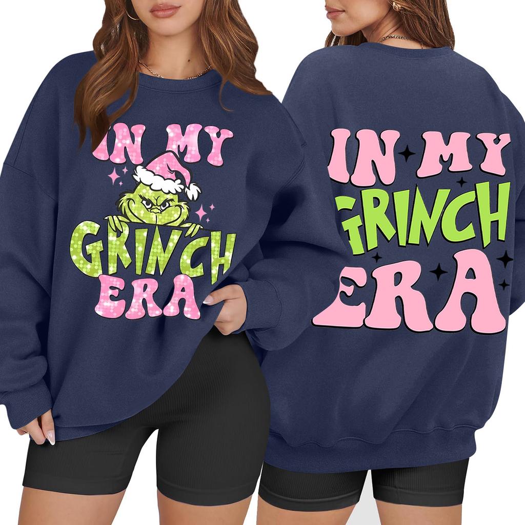 Women's Casual Fashion Long Sleeve Christmas Printed Round Neck Sweatshirt Top