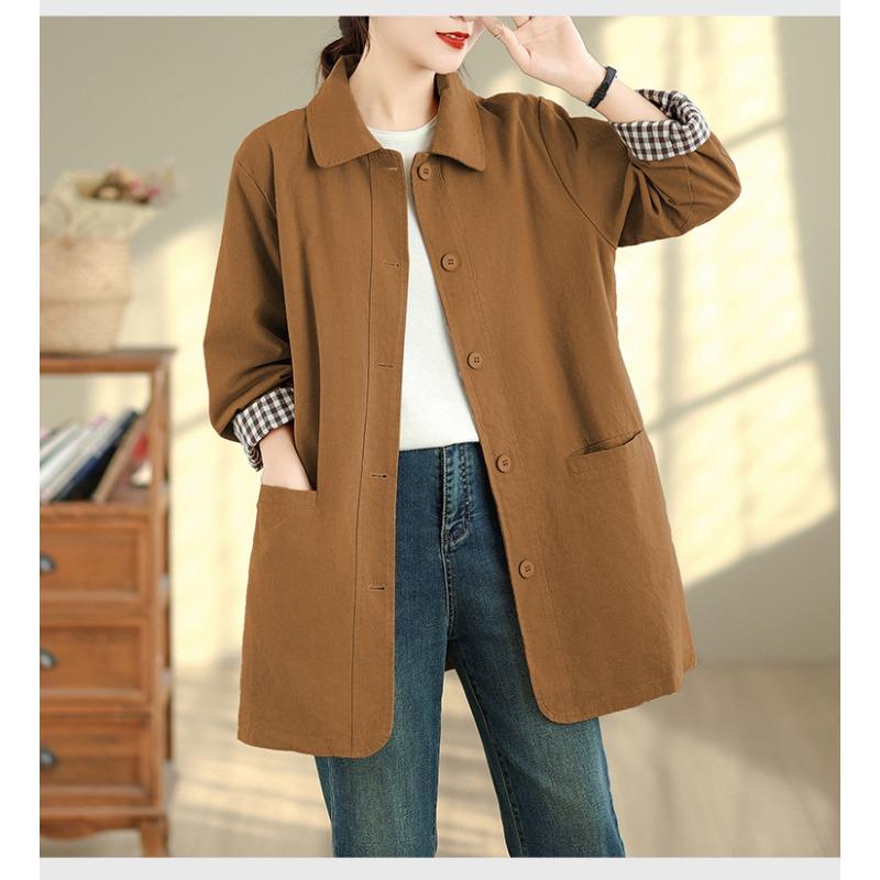 DIMANAF 2025 New Autumn Winter Women Plus Size Coats Jackets Cotton Loose Casual Lady Outerwear Trench