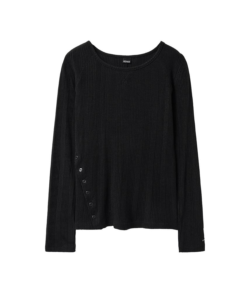 Lense Diagonal Button Tee Black