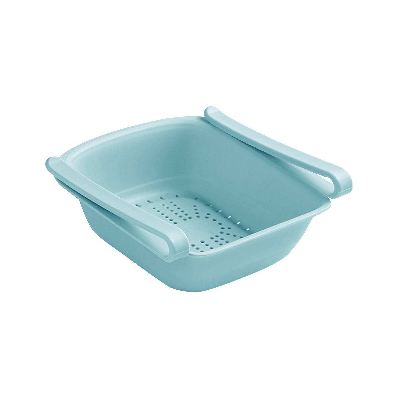 Collapsible Kitchen Sink Strainer Basket Drain Basket Foldable Dish Drying Rack with Handles for Food Washing and Draining One Size синий