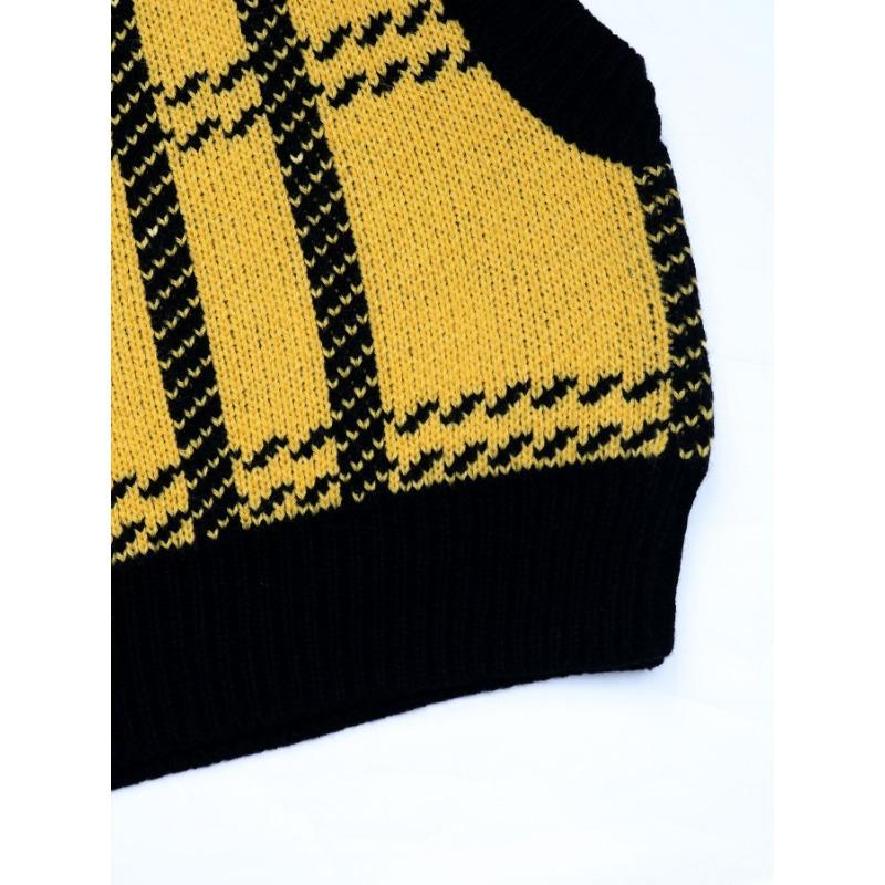 YYFS Maglioni da donna casual alla moda primavera autunno con stampa a quadri senza maniche scollo a V