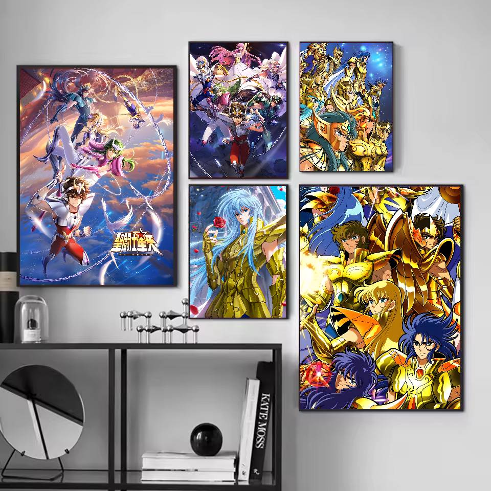 Plakat Saint Seiya Samoprzylepna Sztuka Wodoodporny Papierowy Naklejka Kawiarnia Bar Pokój w Domu Studenckim Dekoracja Ściany