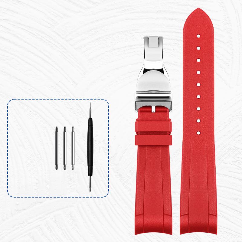 

Высококачественный резиновый ремешок для часов Tudor Black Bay GMT, ремешок для часов с изогнутым концом, складная пряжка, черный, синий, красный, 22 мм, ремешок на запястье 22mm