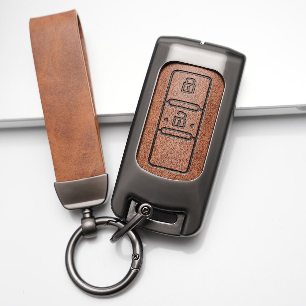 Zinc Alloy Leather Car Key Case Cover Shell For Mitsubishi Xpander Outlander Asx Pajero Eclipse Cross Montero Accessories