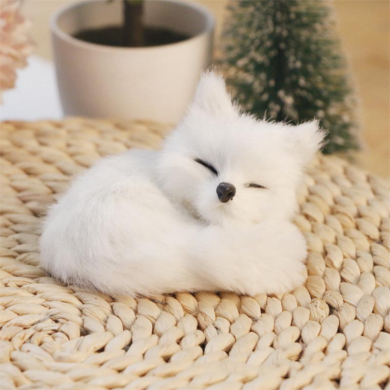 New Plush Simulation Furry Fox Model Squatting Sitting Fox Table Decoration Animal Static Stuffed Figure Kid Party Festival Gift