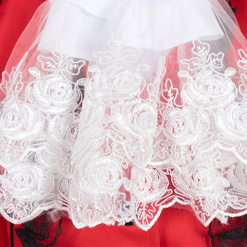 European & American Women's Medieval Lace Spliced Trench Coat Costume Set