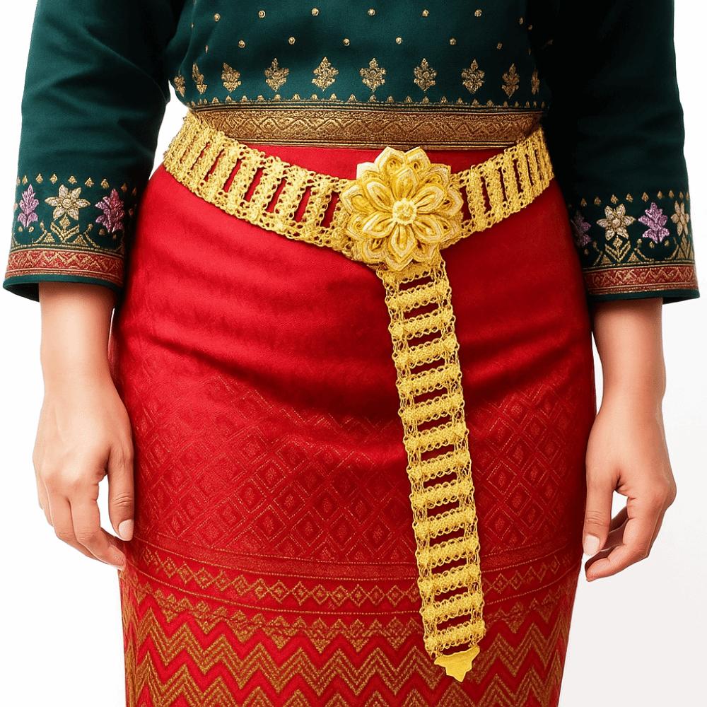 Metal Ethnic Style Belt Rhinestone Gold Bridal Belt Flower Metal Waist Chain  Party Decoration