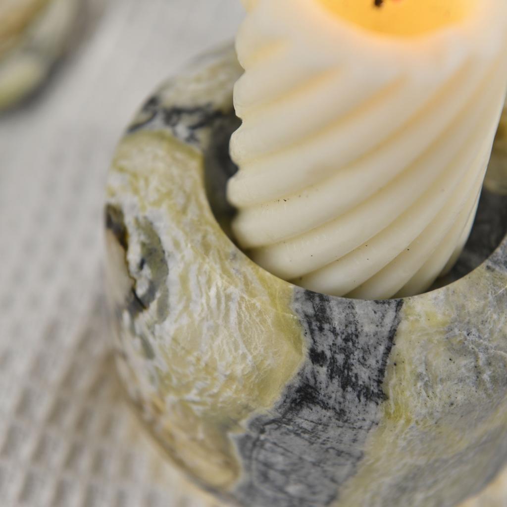 Vintage Natural Marble Artistic Candlestick Oil Painting Style Desktop Decoration Candle Holder Candle Cup Candlestick