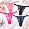 4pcs Hollow Out Lace Thongs Mesh T-back Briefs Comfortable Women Panties Everyday Wear