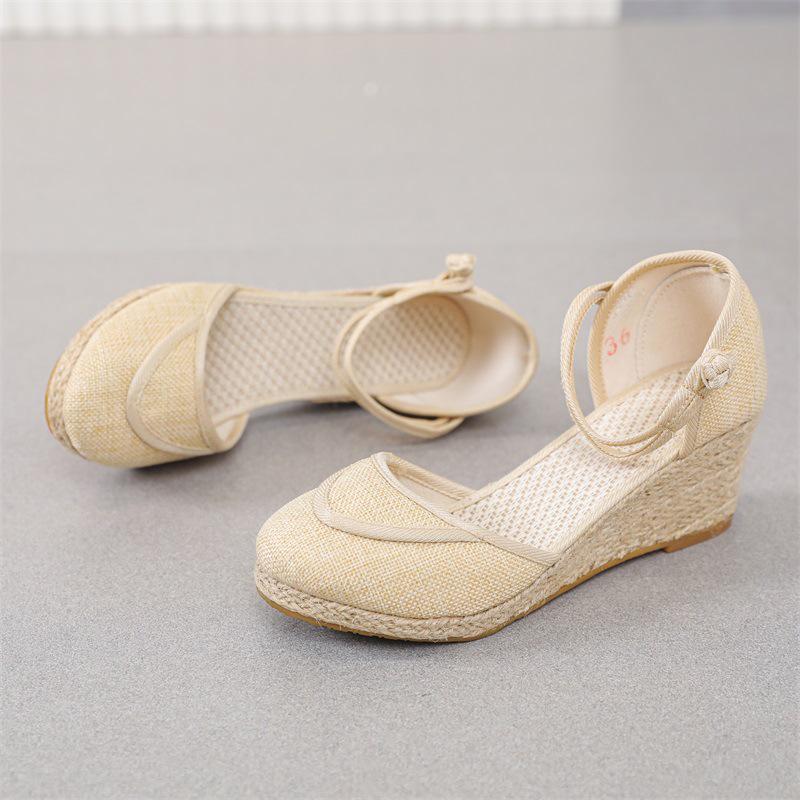 

Women s Summer 2025 New High Heel Sandals - Casual One-strap Korean Style Slope Heel 36